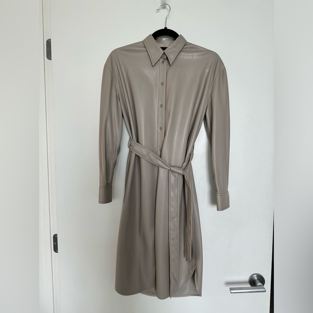 Aritzia babaton long vegan leather jacket